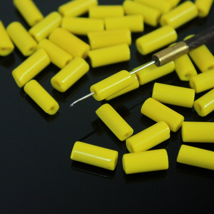 Lemon Yellow Color Tube Shape Ceramic Beads