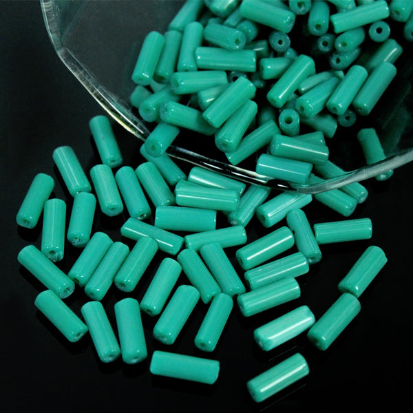 Green Color Tube Shape Ceramic Beads