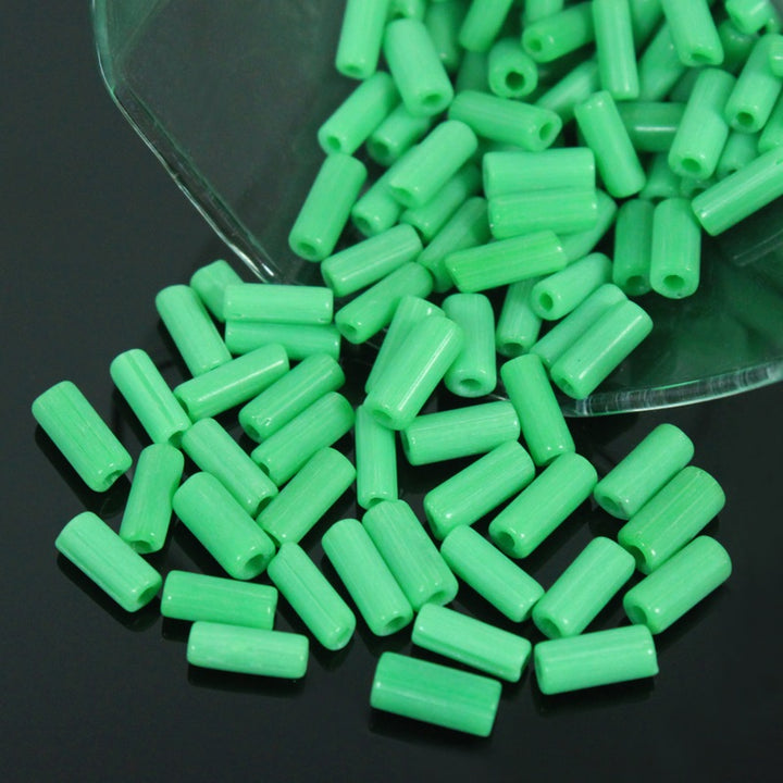 Green Color Tube Shape Ceramic Beads