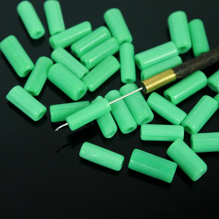 Green Color Tube Shape Ceramic Beads