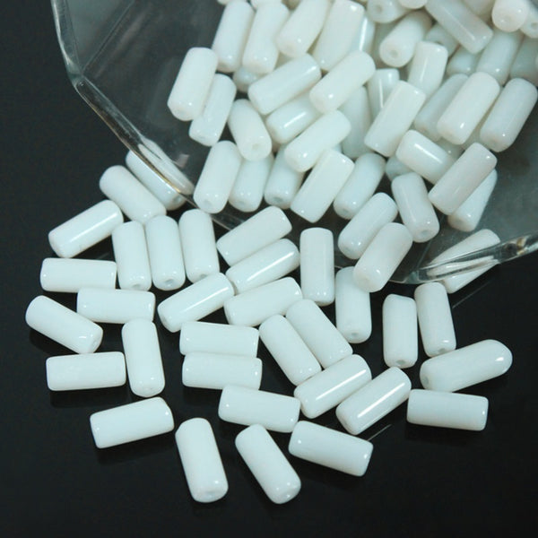 White Color Tube Shape Ceramic Beads