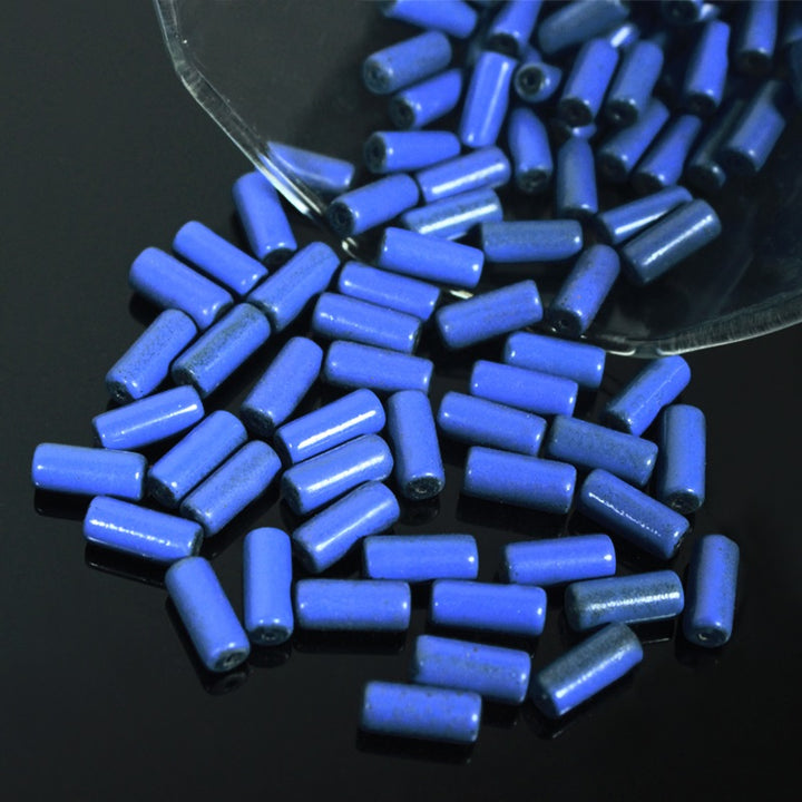 Monaco Blue Color Tube Shape Ceramic Beads