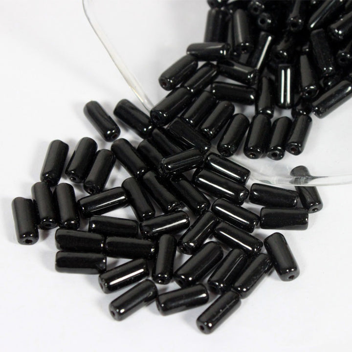 Black Color Tube Shape Ceramic Beads