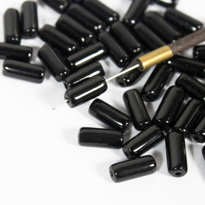 Black Color Tube Shape Ceramic Beads