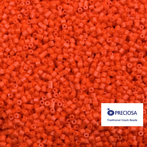 10/0 Preciosa Hexagon 2 Cut Beads in Red Orange Colour