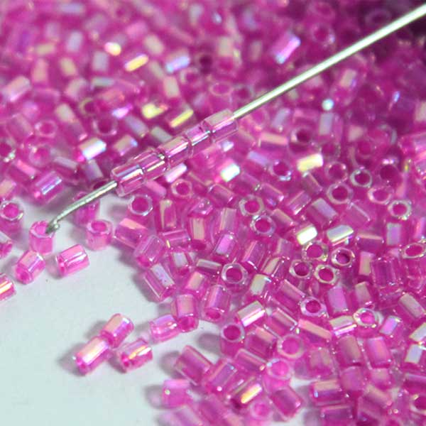 Pink Color Cut Cylinder Beads