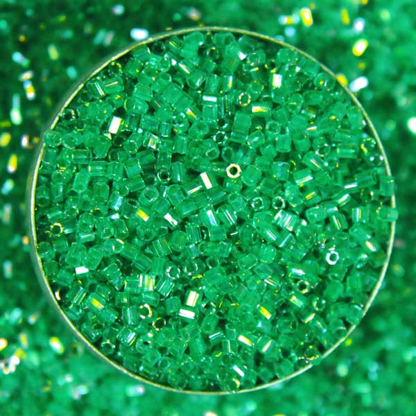 Green Color Cut Cylinder Beads