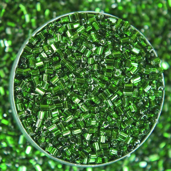 Green Color Cut Cylinder Beads