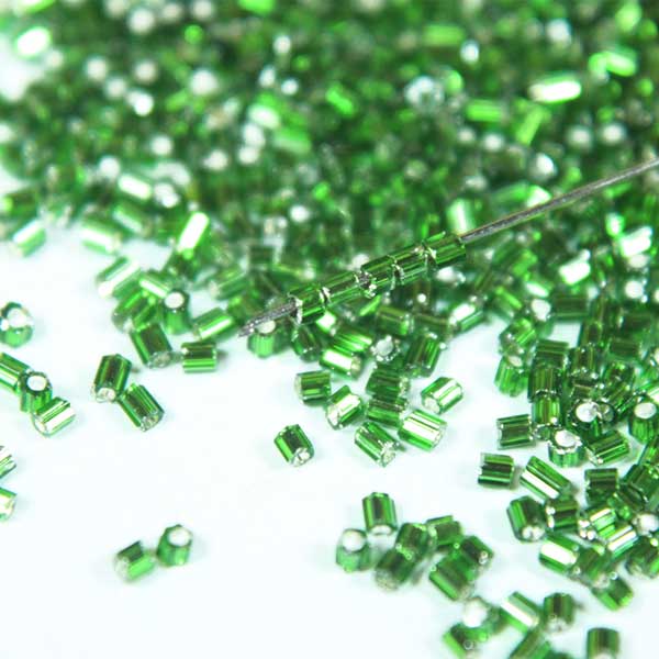 Green Color Cut Cylinder Beads