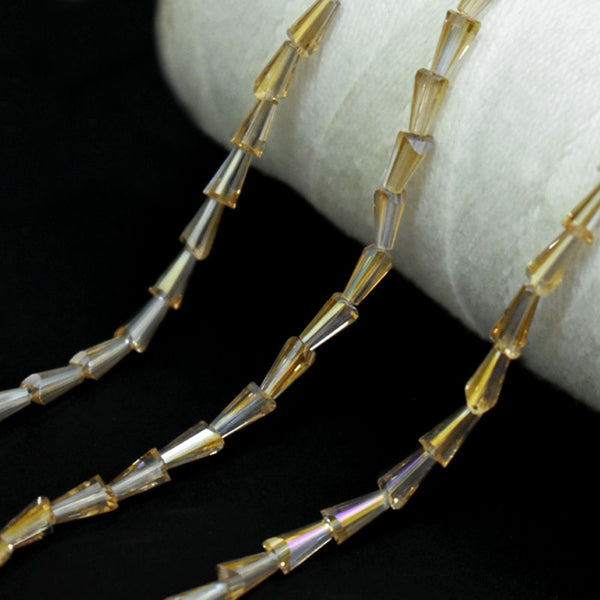 Gold color ab finish cone faceted beads