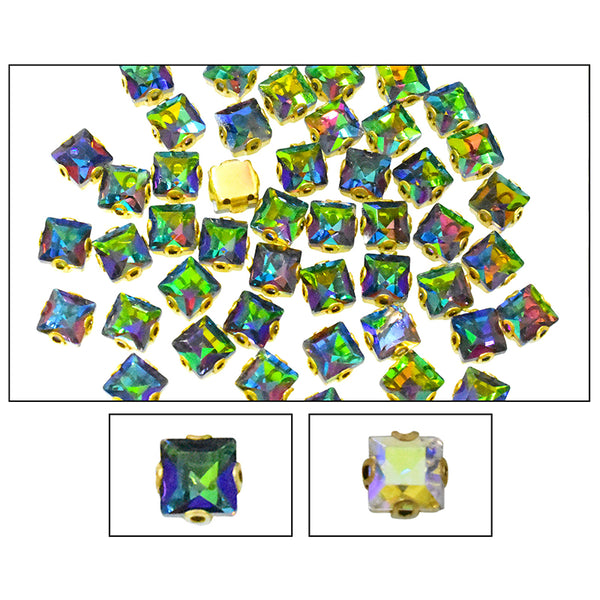 Square Shape Sew on Flat Back Claw Crystal Rhinestones, 48 Pieces
