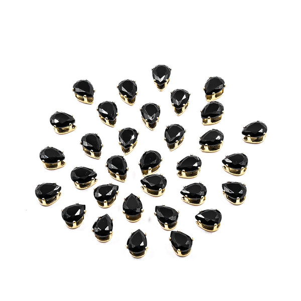 Black Tear Drop Rhinestones 