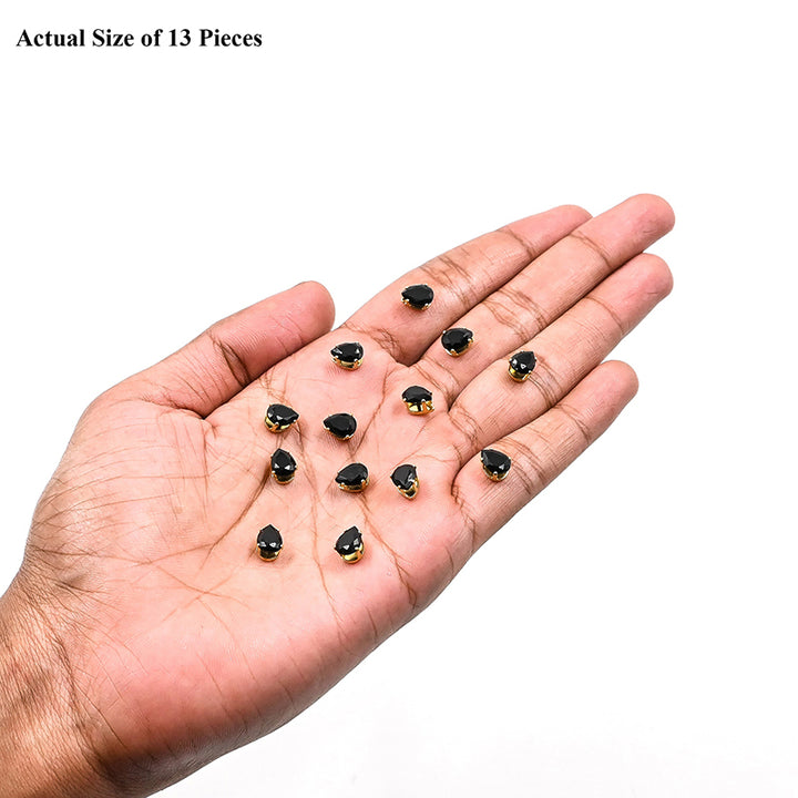 Black Tear Drop Glass Stones