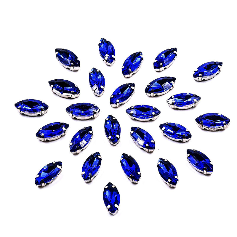 Buy Sew On Eye Shape Rhinestones In Dark Blue Colour ...