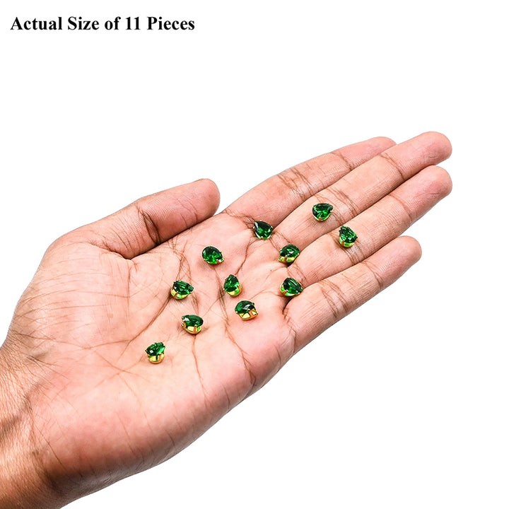 Emerald Green Tear Drop Glass Stones