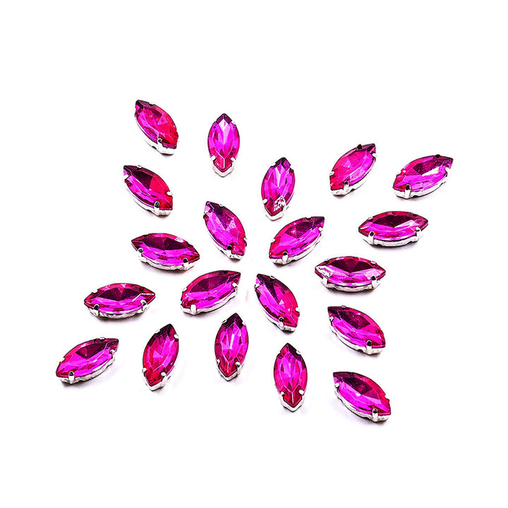 Magenta Colour Eye Shape Rhinestones