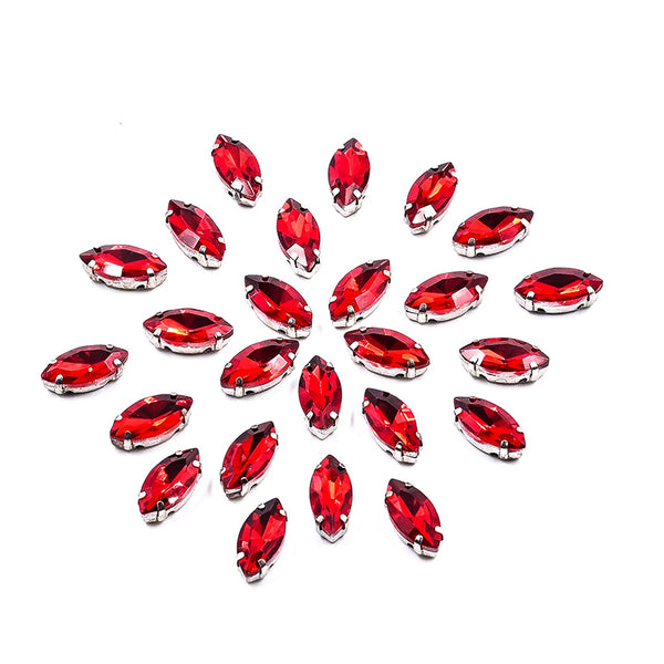 Ruby Red Colour Eye Shape Rhinestones