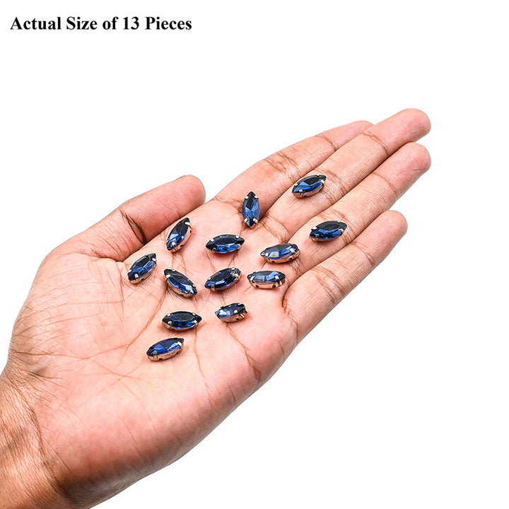 Navy Blue Colour Boat Shape Rhinestones