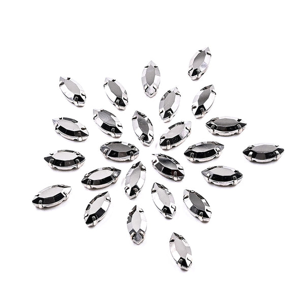 Gunmetal Colour Eye Shape Rhinestones