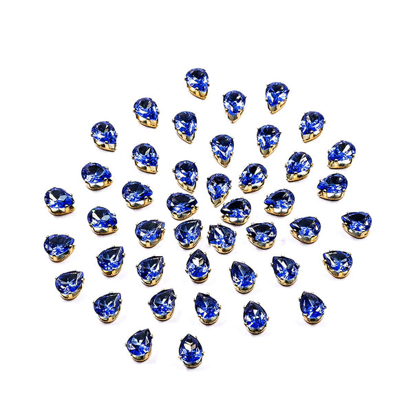 Royal Blue Tear Drop Rhinestones 