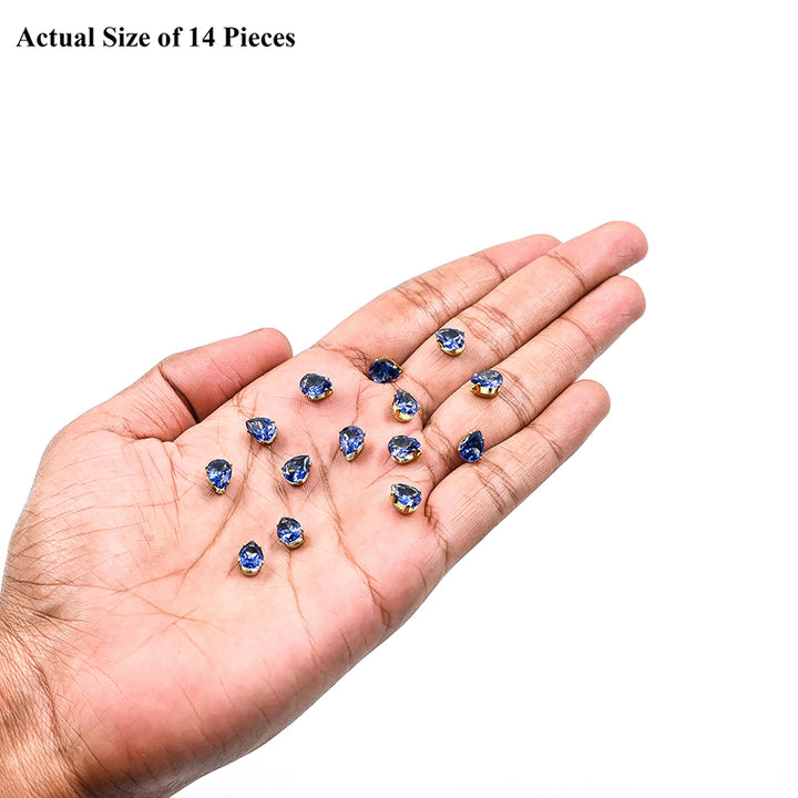 Royal Blue Tear Drop Glass Stones