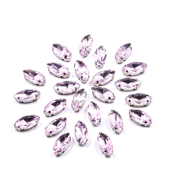 Pink Colour Eye Shape Rhinestones