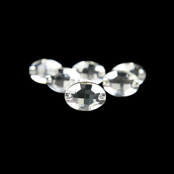 EMBGS4893 (13x18 MM Silver Color Flat Back Oval Glass Crystal)