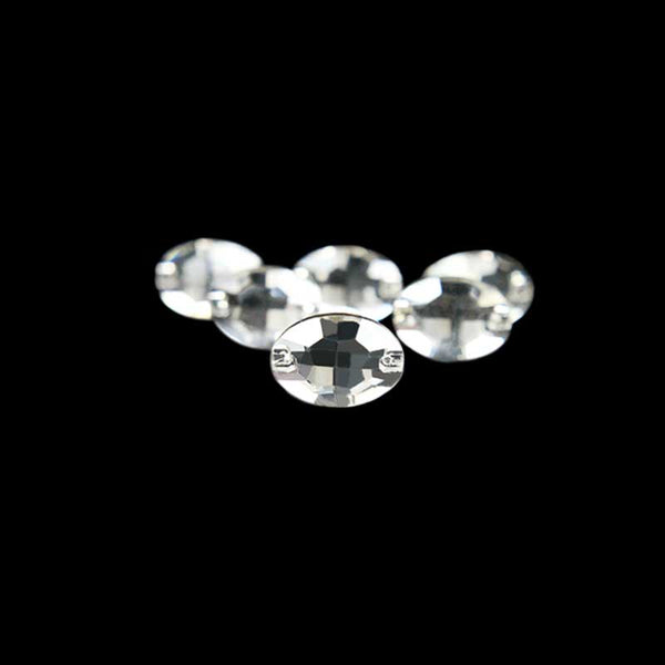 EMBGS4894 (11x16 MM Silver Color Flat Back Oval Glass Crystal)