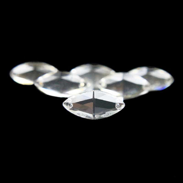 EMBGS4895 (15x32 MM Silver Color Flat Back Marquise / Kishti Glass Crystal)