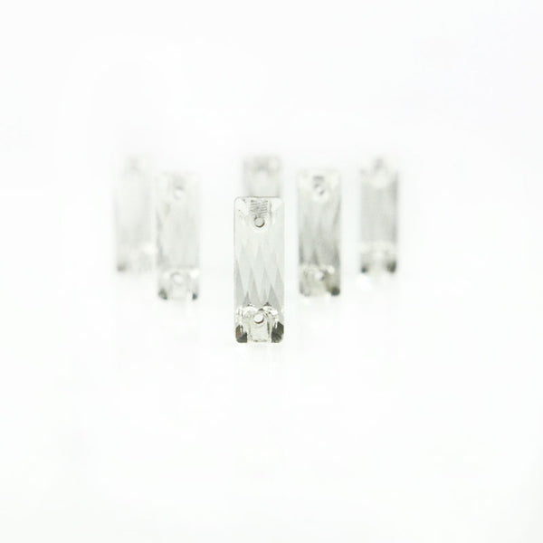 EMBGS4908 (5x15 MM Silver Color Flat Back Rectangle Glass Crystal)