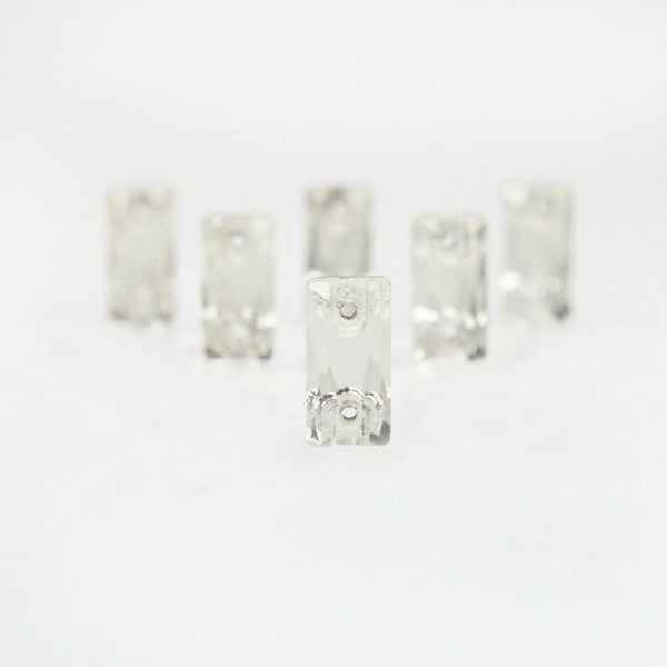 EMBGS4909 (5x10 MM Silver Color Flat Back Rectangle Glass Crystal)