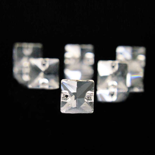 EMBGS4910 (12 MM Silver Color Flat Back Square Glass Crystal)