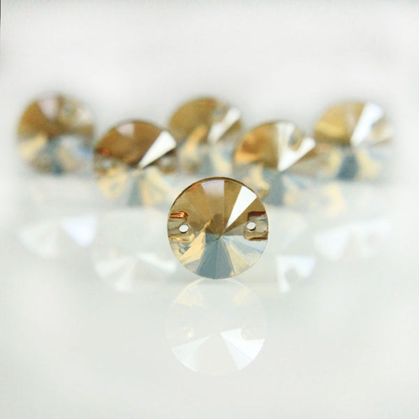 EMBGS4922 (14MM Golden Shadow Color Flat Back Round Rivoli Glass Crystal)