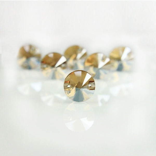EMBGS4923 (12MM Golden Shadow Color Flat Back Round Rivoli Glass Crystal)