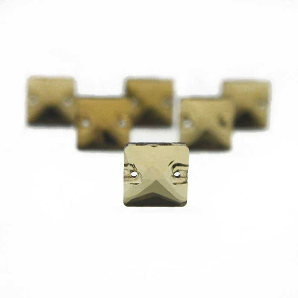 EMBGS4927 (12 MM Light Colorado Topaz Color Flat Back Square Glass Crystal)