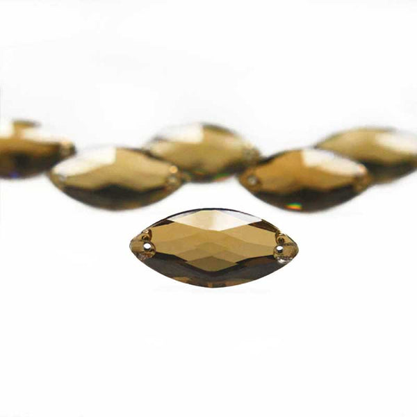 EMBGS4930 (15x32 MM Light Colorado Topaz Color Flat Back Marquise / Kishti Glass Crystal)