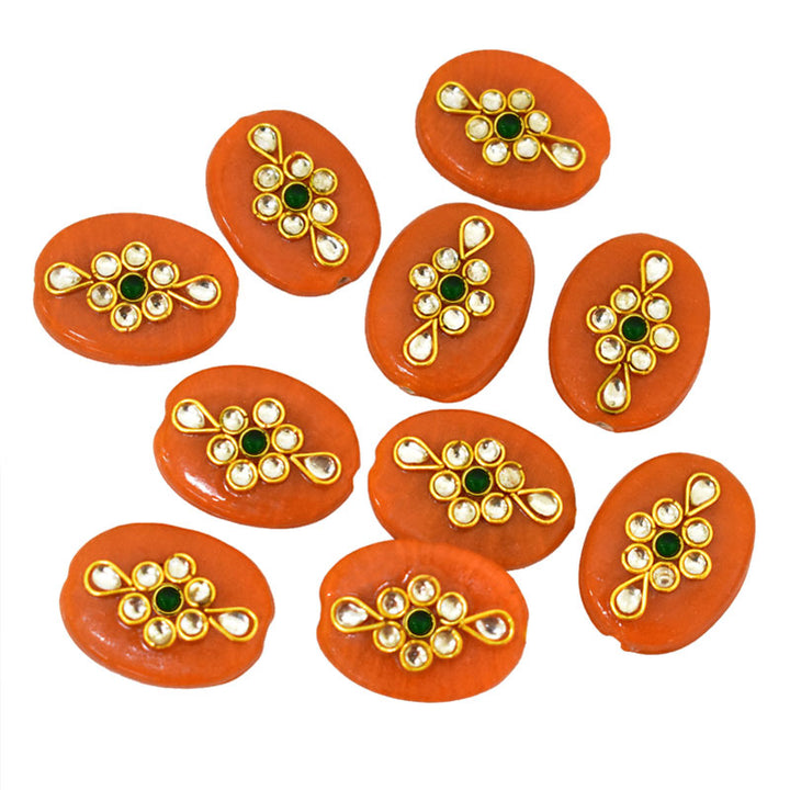 Light Orange Color Kundan Work Beads