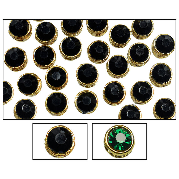 Flat back Kundan Rhinestones in Raised Setting, 8MM Round, For Jewelry Making & Embellishment