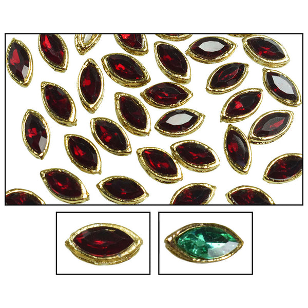 Flat back Kundan Rhinestones in Raised Setting, 6*10MM Marquise Eye Shape, For Jewelry Making & Embellishment