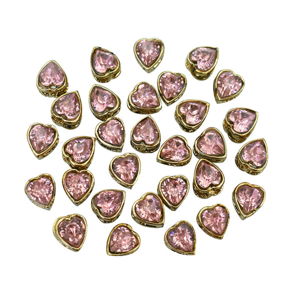  heart shape pink crystals