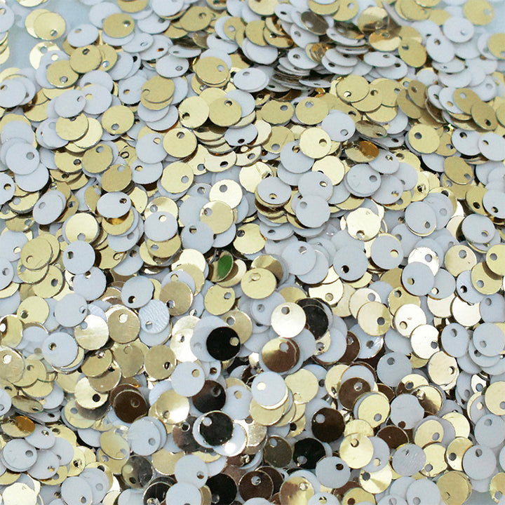 Light Gold and White round shape reversible sequins