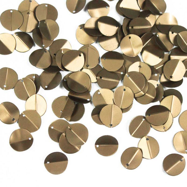 EMBSQ4936 (13x13MM Folded Round Shape Antique Gold Color Sequins)