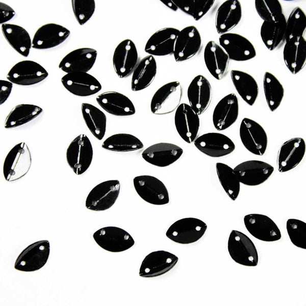 EMBSQ4939 (6x9MM Folded Leaf Shape Black Color Sequins)