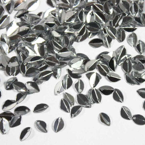 EMBSQ4940 (6x9MM Folded Leaf Shape Silver Color Sequins)
