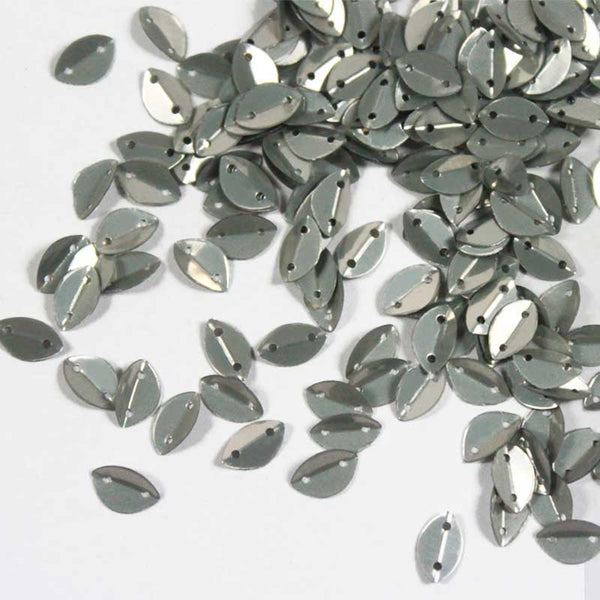 EMBSQ4941 (6x9MM Folded Leaf Shape Light Grey Color Sequins)