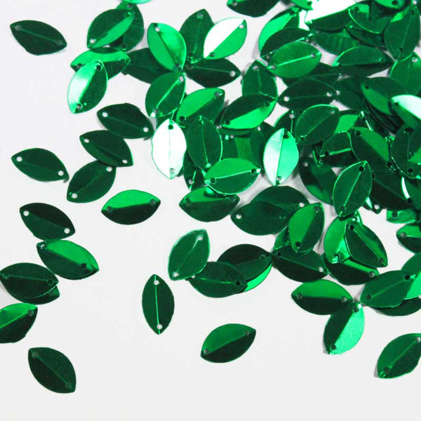 EMBSQ4942 (9x14MM Folded Leaf Shape Green Color Sequins)