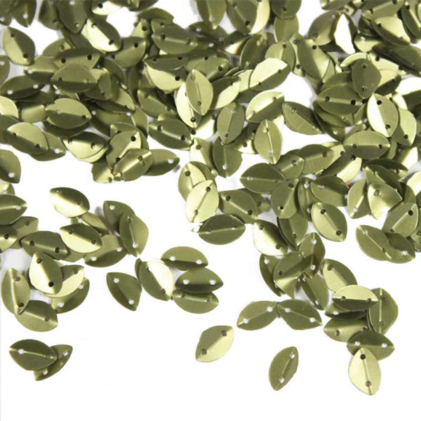 EMBSQ4945 (6x9MM Folded Leaf Shape Light Olive Color Sequins)