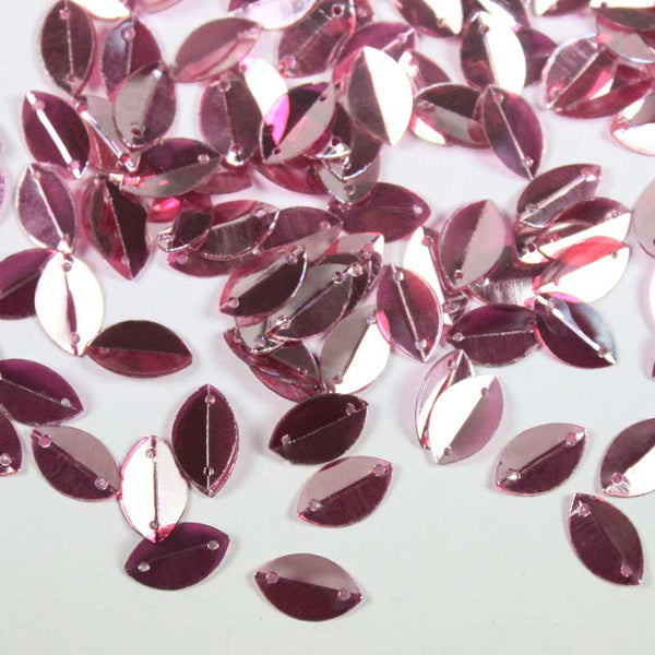 EMBSQ4946 (9x14MM Folded Leaf Shape Pink Color Sequins)