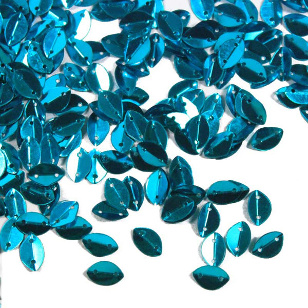 EMBSQ4950 (6x9MM Folded Leaf Shape Blue Color Sequins)