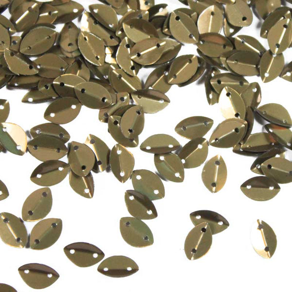 EMBSQ4952 (6x9MM Folded Leaf Shape Antique Gold Color Sequins)